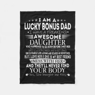 Lucky Bonus Pap T-shirt van Geweldige Dochter Vade Fleece Deken
