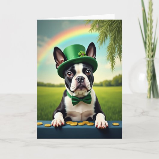 Lucky Boston Terrier Day Card Kaart (Voorkant)
