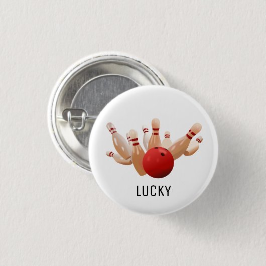 Lucky bowling ronde button 3,2 cm (Voorkant /achterkant)