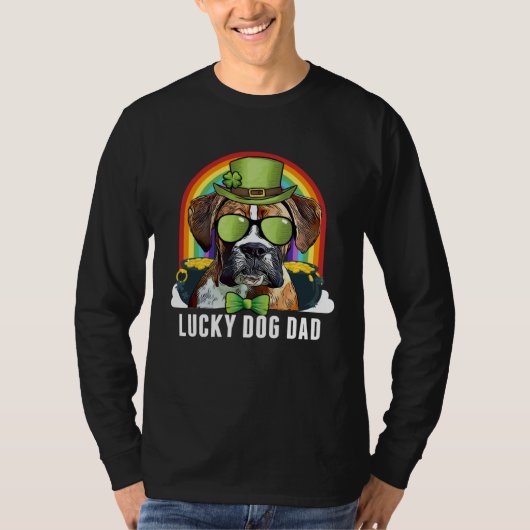 Lucky Boxer Dog Dad St Patricks Day T-shirt (Voorkant)