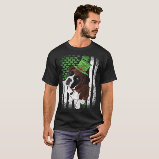 Lucky Boxer Dog St Patrick s Day T-shirt (Voorkant volledig)