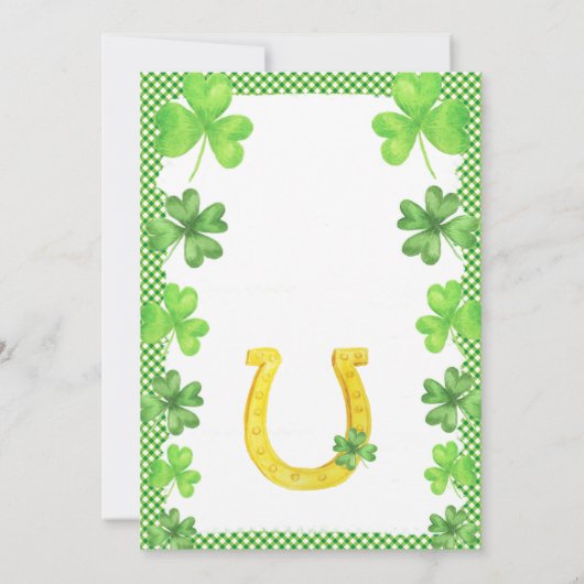 Lucky Boy Shamrock en Hoefijzer Birthday Party Kaart (Achterkant)