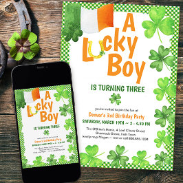 Lucky Boy Shamrock en Hoefijzer Birthday Party Kaart
