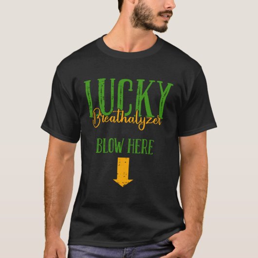 Lucky Breathalyzer Blow hier St Patricks Day Funny T-shirt (Voorkant)