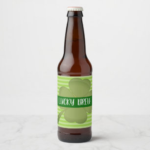 Lucky Brew, Green Striped label. Bier Etiket