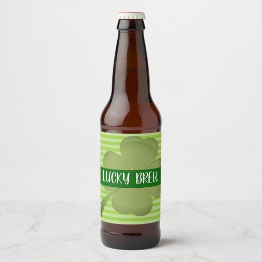 Lucky Brew, Green Striped label. Bier Etiket (Voorkant)
