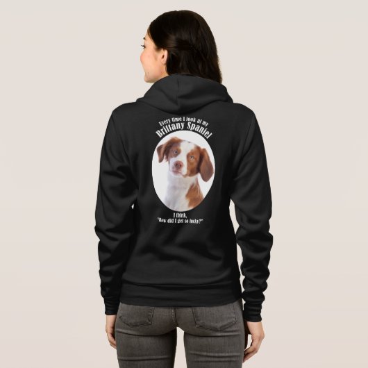 Lucky Brittany Spaniel Hoodie (Achterkant volledig)