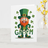 Lucky Bruidegom Leprechaun Kaart (Gele Bloem)