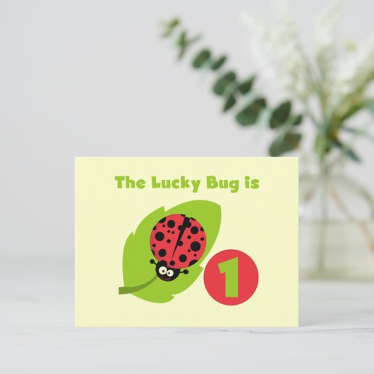 Lucky Bug 1e verjaardag T-shirts en geschenken Briefkaart (Staand voorkant)