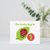 Lucky Bug 1e verjaardag T-shirts en geschenken Briefkaart (Staand voorkant)
