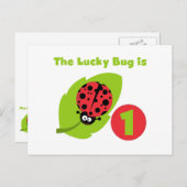 Lucky Bug 1e verjaardag T-shirts en geschenken Briefkaart (Voorkant / Achterkant)
