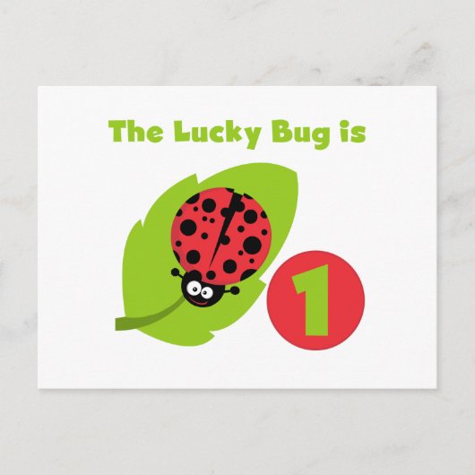 Lucky Bug 1e verjaardag T-shirts en geschenken Briefkaart (Voorkant)
