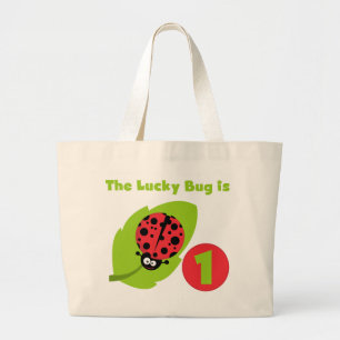 Lucky Bug 1e verjaardag T-shirts en geschenken Grote Tote Bag