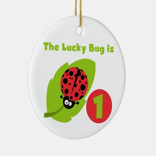 Lucky Bug 1e verjaardag T-shirts en geschenken Keramisch Ornament (Rechts)
