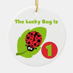 Lucky Bug 1e verjaardag T-shirts en geschenken Keramisch Ornament