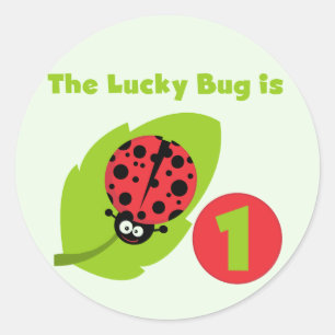 Lucky Bug 1e verjaardag T-shirts en geschenken Ronde Sticker