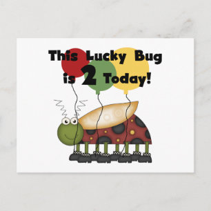 Lucky Bug 2e verjaardag T-shirts en geschenken Briefkaart