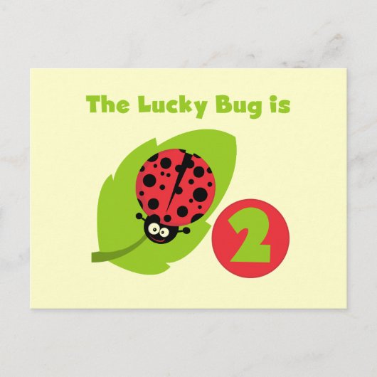Lucky Bug 2e verjaardag T-shirts en geschenken Briefkaart (Voorkant)