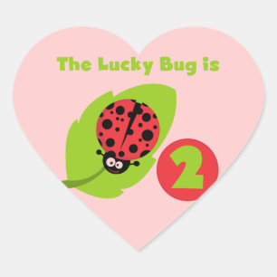 Lucky Bug 2e verjaardag T-shirts en geschenken Hart Sticker