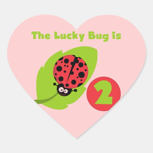 Lucky Bug 2e verjaardag T-shirts en geschenken Hart Sticker (Voorkant)