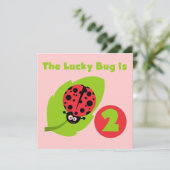Lucky Bug 2e verjaardag T-shirts en geschenken Kaart (Staand voorkant)