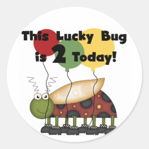 Lucky Bug 2e verjaardag T-shirts en geschenken Ronde Sticker