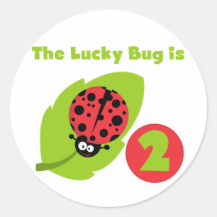 Lucky Bug 2e verjaardag T-shirts en geschenken Ronde Sticker