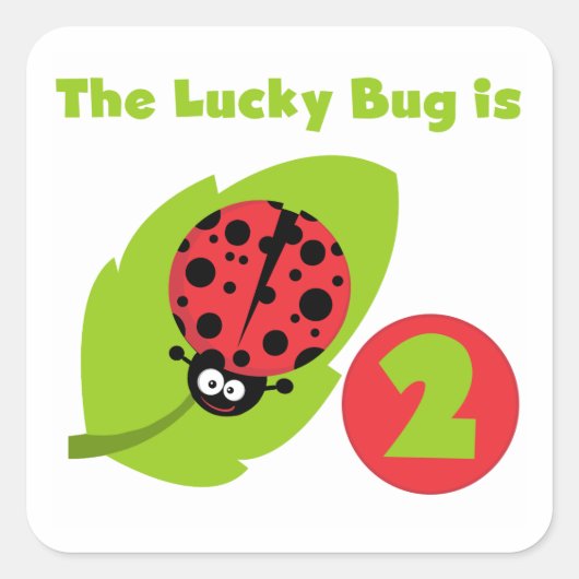Lucky Bug 2e verjaardag T-shirts en geschenken Vierkante Sticker (Voorkant)