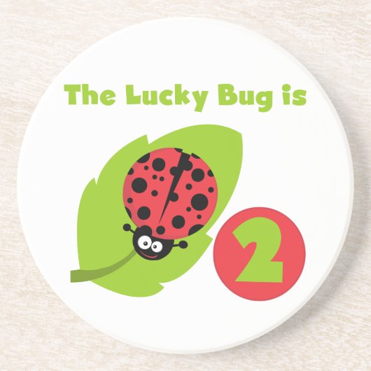 Lucky Bug 2e verjaardag T-shirts en geschenken Zandsteen Onderzetter (Voorkant)