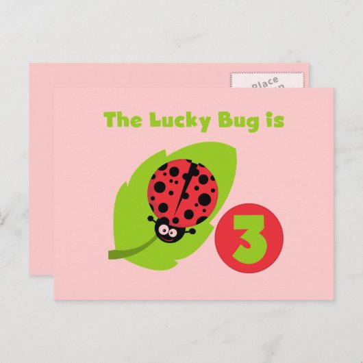 Lucky Bug 3e Verjaardag T shirten en geschenken Briefkaart (Voorkant / Achterkant)