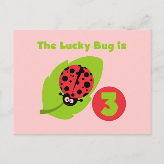 Lucky Bug 3e Verjaardag T shirten en geschenken Briefkaart (Voorkant)