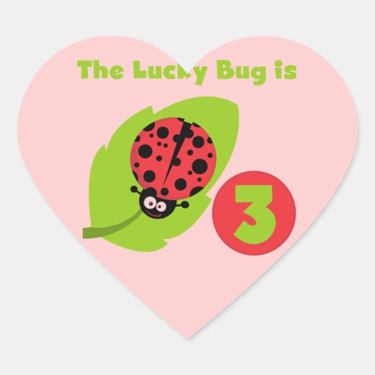 Lucky Bug 3e Verjaardag T shirten en geschenken Hart Sticker (Voorkant)