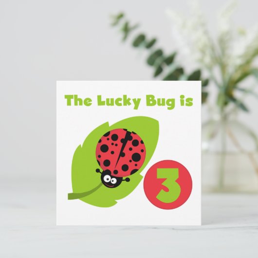 Lucky Bug 3e Verjaardag T shirten en geschenken Kaart (Staand voorkant)