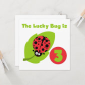 Lucky Bug 3e Verjaardag T shirten en geschenken Kaart (Voorkant / Achterkant in situ)