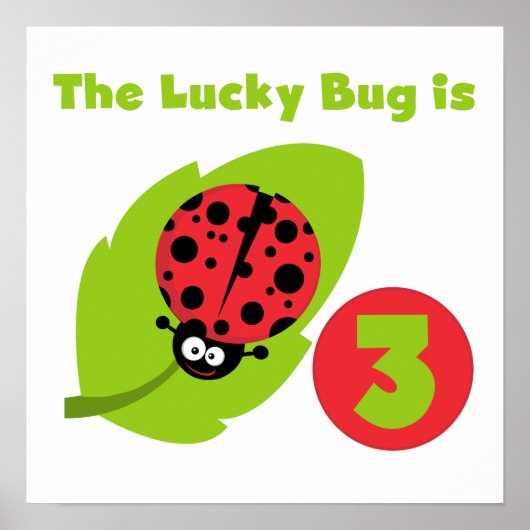 Lucky Bug 3e Verjaardag T shirten en geschenken Poster (Voorkant)
