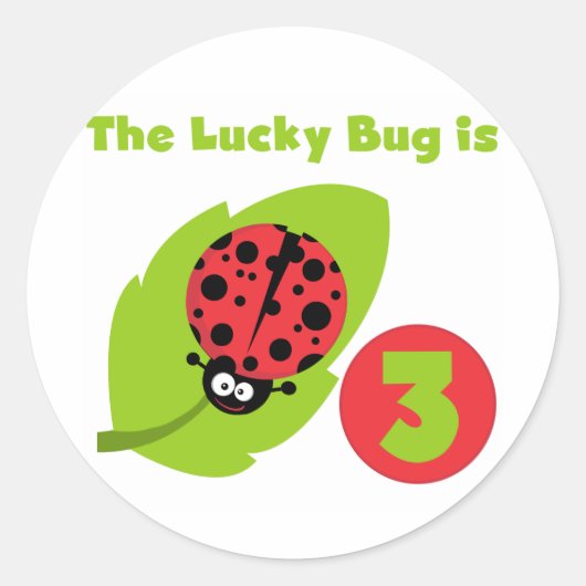 Lucky Bug 3e Verjaardag T shirten en geschenken Ronde Sticker (Voorkant)