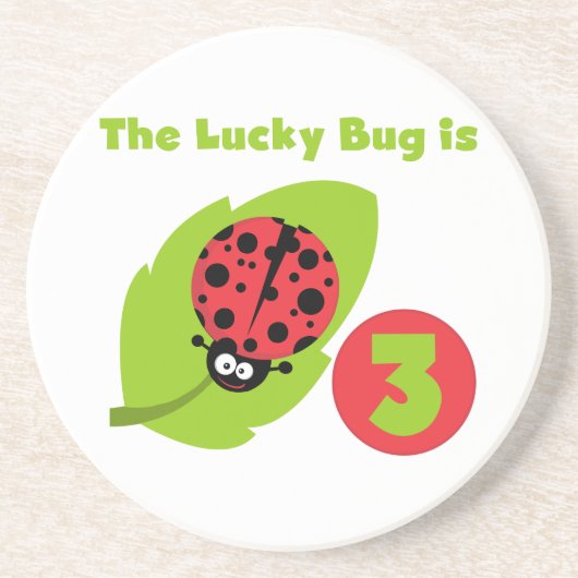 Lucky Bug 3e Verjaardag T shirten en geschenken Zandsteen Onderzetter (Voorkant)