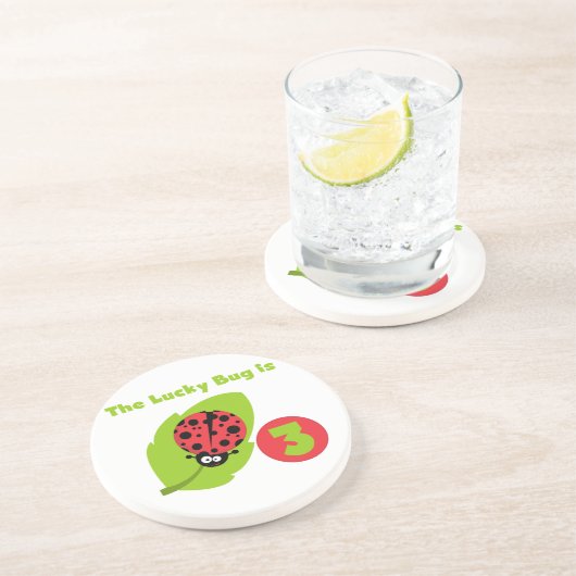 Lucky Bug 3e Verjaardag T shirten en geschenken Zandsteen Onderzetter (Zijkant)