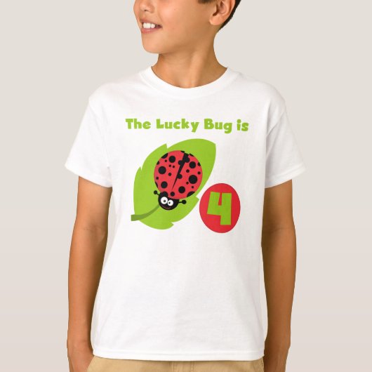 Lucky Bug 4e verjaardag T-shirts en geschenken (Voorkant)