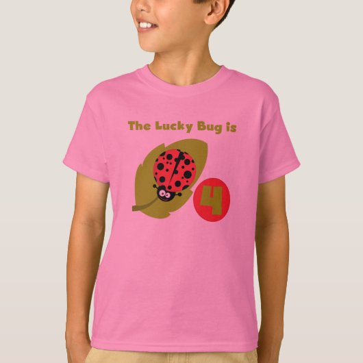 Lucky Bug 4e verjaardag T-shirts en geschenken (Voorkant)