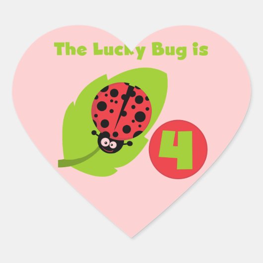 Lucky Bug 4e verjaardag T-shirts en geschenken Hart Sticker (Voorkant)