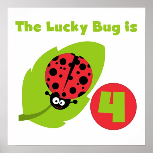 Lucky Bug 4e verjaardag T-shirts en geschenken Poster (Voorkant)