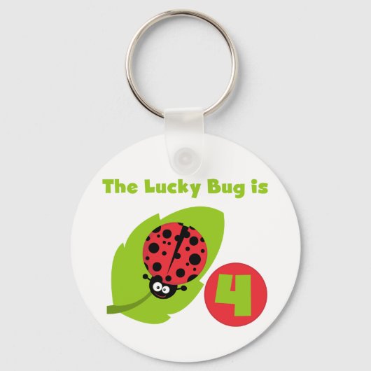 Lucky Bug 4e verjaardag T-shirts en geschenken Sleutelhanger (Voorkant)