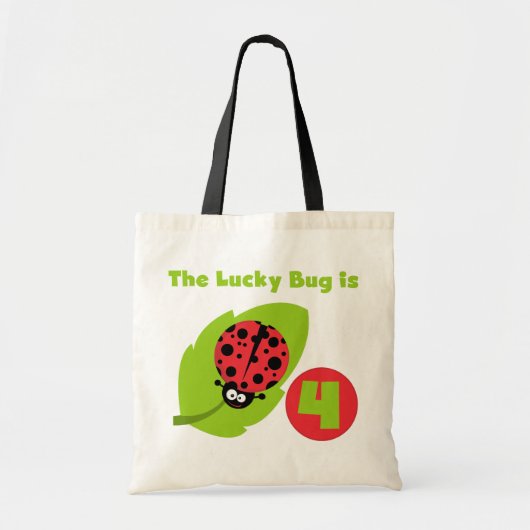 Lucky Bug 4e verjaardag T-shirts en geschenken Tote Bag (Voorkant)