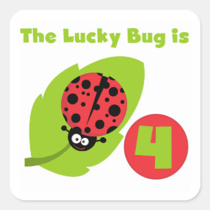 Lucky Bug 4e verjaardag T-shirts en geschenken Vierkante Sticker