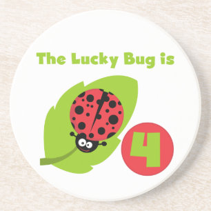 Lucky Bug 4e verjaardag T-shirts en geschenken Zandsteen Onderzetter