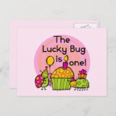 Lucky Bug Cupcake 1st Birthday Tshirts en Gifts Briefkaart (Voorkant / Achterkant)