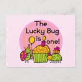 Lucky Bug Cupcake 1st Birthday Tshirts en Gifts Briefkaart (Voorkant)