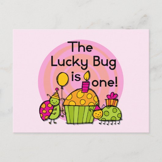 Lucky Bug Cupcake 1st Birthday Tshirts en Gifts Briefkaart (Voorkant)