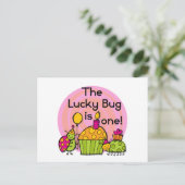 Lucky Bug Cupcake 1st Birthday Tshirts en Gifts Briefkaart (Staand voorkant)